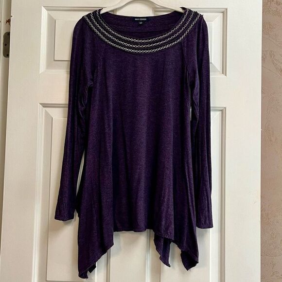 Max Edition Purple Shark Bite Long Sleeve Embellished Neck Small - Picture 2 of 9